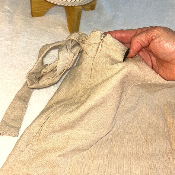 Forever 21 Tan Brown Beige Faux Mini Wrap Linen Skirt sz M EUC Sexy Simple - Picture 6 of 16